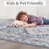 Foxmas 6x9 Machine Washable Area Rug – Vintage Low Pile Non-Slip Carpet for Living Room, Bedroom, Kitchen, Dining Room, Blue