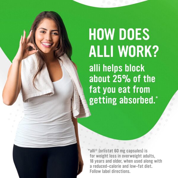 91pK9Ivt3CL._AC_SL1500_.jpg Alli Weight Loss Pills – 60mg Orlistat Capsules for Fast, Safe Fat Loss, 120 Count Refill
