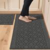 91v98aVWWzL._AC_SL1500_.jpg COSY HOMEER 48x20 Inch/30X20 Inch Kitchen Rug Mats Made of 100% Polypropylene 2 Pieces Soft Kitchen Mat Specialized in Anti Slippery and Machine Washable (Grey)